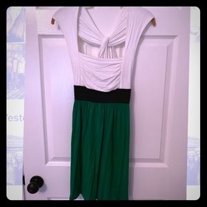 Green and white cotton dress